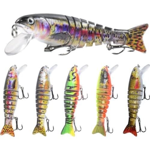 5pcs Fishing Lures for Bass Trout 4.3" Multi Jointed Swimbaits Slow Sinking Bionic Hard Lure Fishing Baits