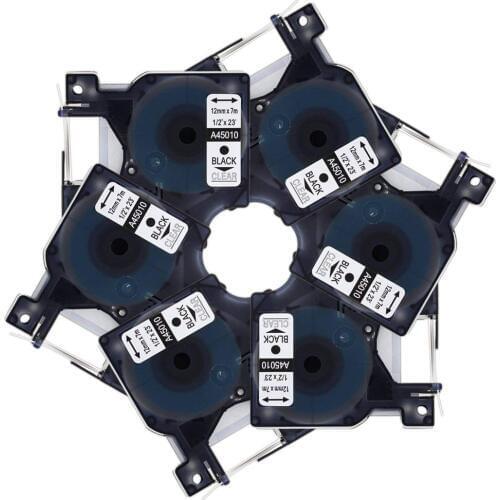 6 pcs/lot Compatible DYMO D1 Label Tape 12mm DYMO 45010 S0720500 Black on Clear for Dymo LabelManager Printer PnP 220P Ribbon 7M