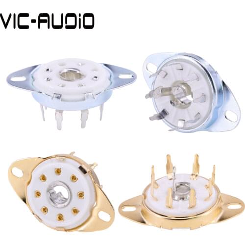 10PCS 8Pin Ceramic Tube Socket GZC8-8-Y PCB Mount Electron Tube 5B254 7N7 4P1S 2J27 EBL21 ECH21 Vacuum Tube Amplifier Audio DIY