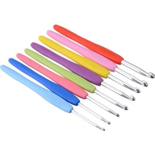 8pcs/set Crochet Hook Kit Sweater Sewing Needles Aluminum Knitting Needles with Colorful Soft Handle 2.5/3/3.5/4/4.5/5/5.5/6 mm