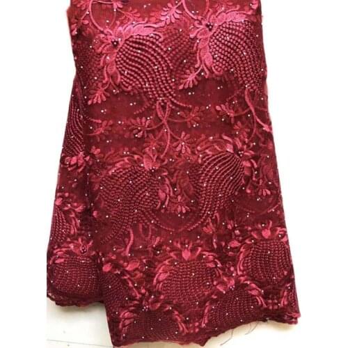 African Lace Fabric 2021 High Quality Lace With Stones African French Net Lace Fabric Embroidered Tulle Mesh Lace Fabric VLL4601