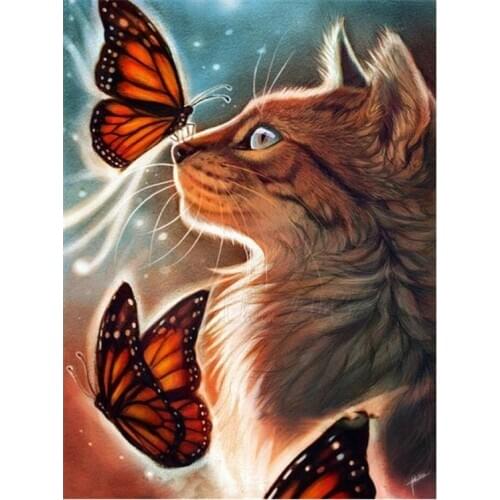 Full diamond cat and butterfly diamond painting 5D Diy diamond embroidery animal home decoration kids gift
