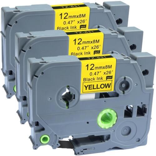 AOMYA P-Touch 3PCS Compatible for Brother TZe-631 12mmx8m Standard Labeling Tape