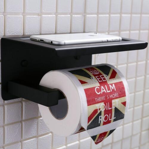 AUSWIND Antique Black Paper Towel Rack Wall Mount European Style with Mobile Phone Stand Rack Bathroom Accessories Vy10