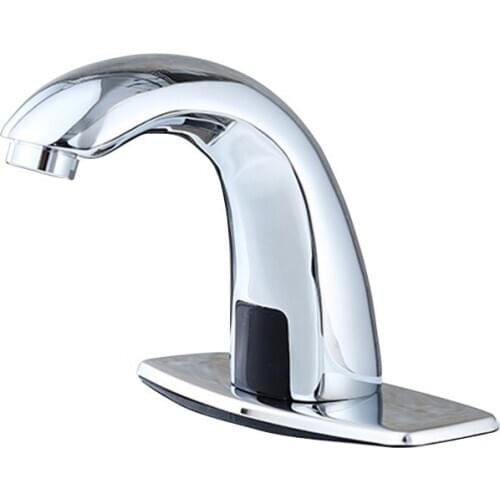 Automatic Sensor Touchless Hands Free Bathroom Sink Faucet with Hole Cover Plate Built-in Filter Chrome Finish Brass Water Tap
