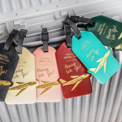 Aircraft PU Leather Luggage Tag Portable Label Suitcase Travel Accessories