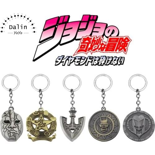 Anime JOJO Bizarre Adventure Jotaro Shikimie Stand-in Ring Five-pointed Star Peach Heart Keychain Women Men Jewelry
