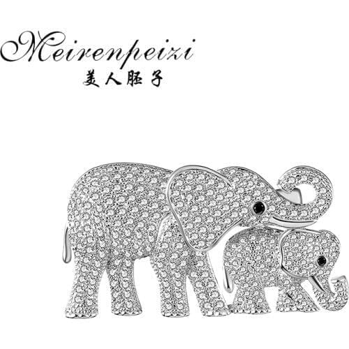 Meirenpeizi New Rhinestone Pins and brooches Elephant enamel pin Badges Hat Backpack Accessories Lovers jewelry Gift for lover