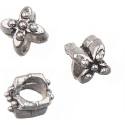 Beads For Jewelry Making DIY Handcraft Accessories Star Cross 3mm Big Hole Silver Metal 6mm Small Fashion Custom Bracelet 150pcs