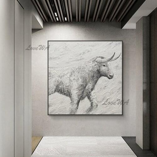A Black And White Abstract Painting Of A Cow Modern Wall Painting Home Decoration For Bedroom Picture On Canvas Unframed Artwork