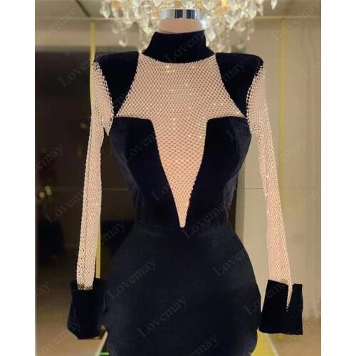 Vestido Black Velvet Muslim Evening Dresses 2021 Deep V Neck Mermaid Elegant Prom Dress Long Evening Gowns вечернее платье