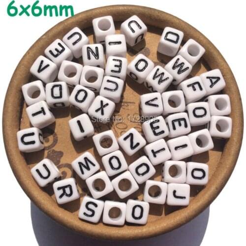 Letter Beads for Kids Jewelry making Acrylic Beads Alphabet Beads 6mm 2600pcs white Beads Square Beads with Letters Spacer Beads