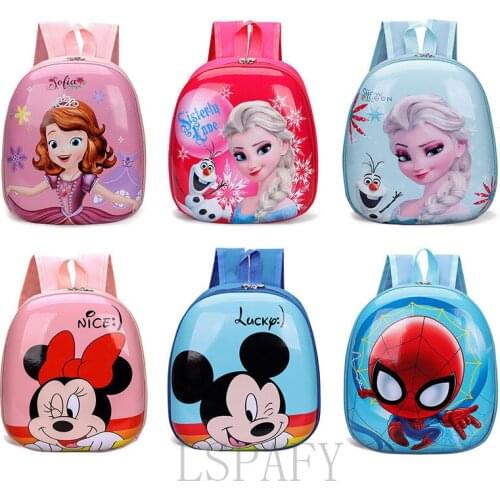 Disney 3D Cartoon Frozen Elsa Kids School Bag Kawaii Mickey Minnie Cute Kindergarten Backpack Toddler Baby Bag Children Gift
