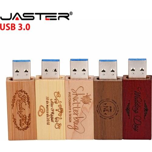 JASTER USB 3.0 custom LOGO wooden memory stick usb flash drive pendrive 8gb 16gb 32GB 64GB U disk wedding gifts free made logo