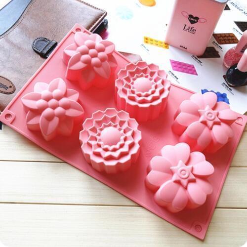 Feiqiong Floral Cake Mold Cute Flower Shape Baking Decorating Moulds DIY Silicone Pudding Chocolate Bakeware Moulds Random Color
