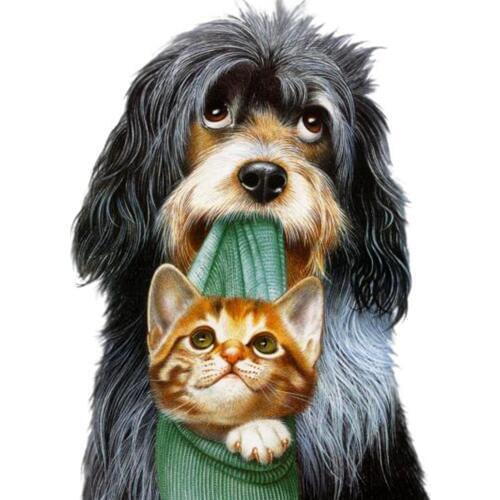 Good friend cat and dog DIY Crystal full 5D plastic diamond painting cross stitch kit art 3Dmosaic square rhinestone