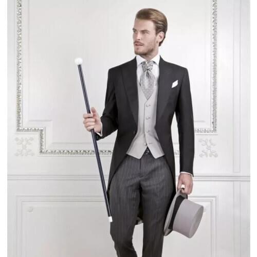 Custom Brand New cool Groom Tuxedos Men Wedding Dress Bridegroom Suit Best Men Suit swallow-tailed Coat (Jacket+Pants+vest)