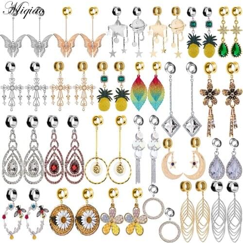 Miqiao 2pcs Korean Version of Sweet Round Flower Fringe Ear Piercing Exquisite Piercing Jewelry