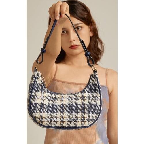 Fashion Plaid Woolen Bags Casual Designer Shoulder Bag Female Purse Women Bag Crossbody Handbags