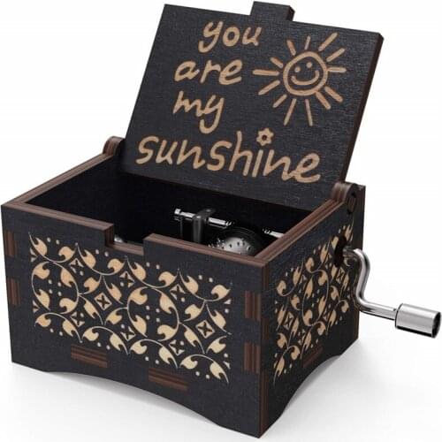 Hand Cranked Music Box Toy Engraved Musical Boxes - You are My Sunshine, Gift For Son From Mom- I Love You Son