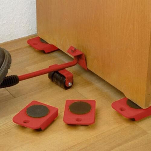 5 PCS Furniture Mover Tool Set Furniture Transport Heavy Lifter Moving Animals Tool Wheels Mover Wheel Roller Bar Hand Tools Set