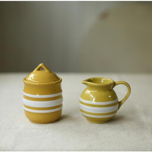 Simple Ceramic Sugar Bowl Milk Jug Set Afternoon Tea Coffee Set Candy Box With Lip Snack Fresh Canister Kitchen AccessoriesLA566