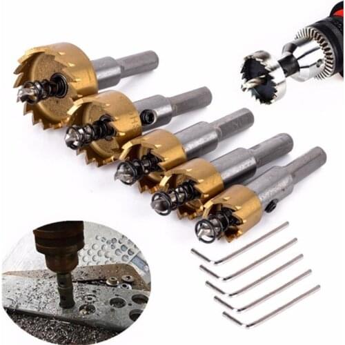 5 Pcs Carbide Tip HSS Drill Bit Saw Set Metal Wood Drilling Hole Cut Tool For Installing Locks 16/18.5/20/25/30mm