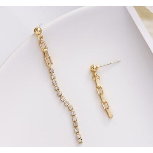 Jaeeyin 2021 New Fashion Long Rhinestone Chain Tassel Box Chain Simplicity Trendy Temperament Unusual Classic Earrings for Women