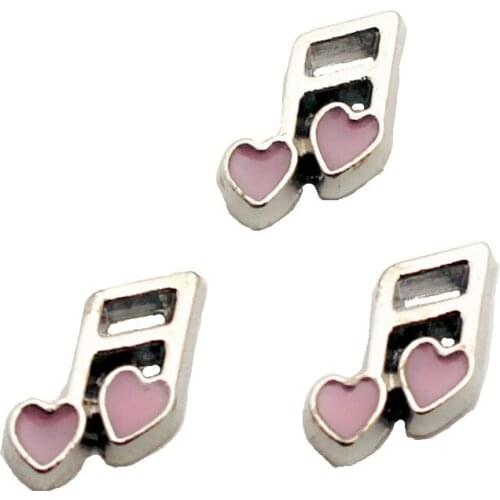 New Arrival 10pcs/lot Metal Music Operator Heart Floating Charms For Living Glass Lockets Necklace