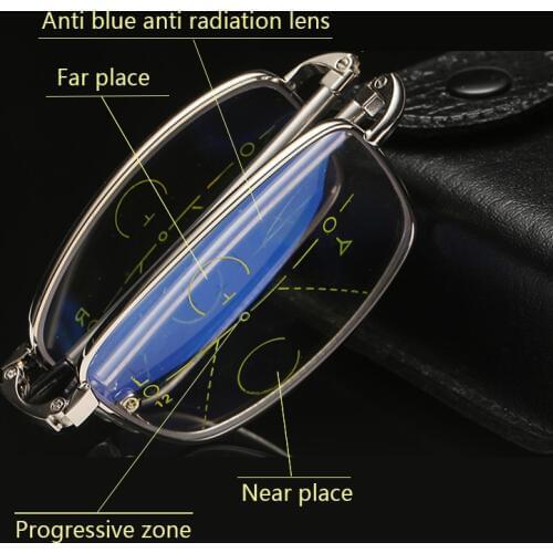 Fashion Progressive Multifocal Folding Reading Glasses Men Woman Anti blue light Transition myopia Hyperopia Presbyopia zp-034