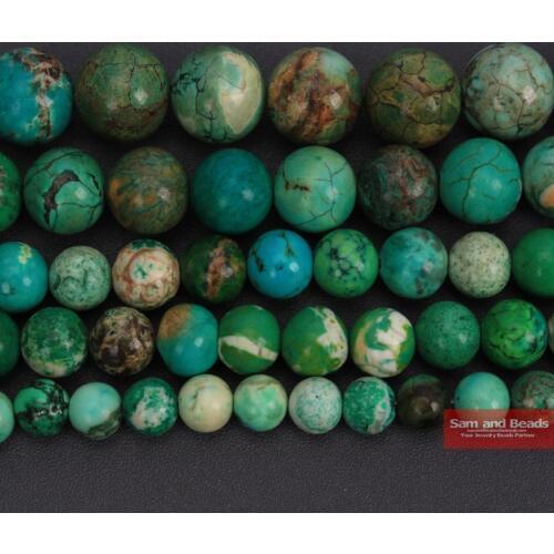 Wholesale Natural Stone African Green Turquoises Beads 4 6 8 10 12 MM pick size for Necklace Bracelet Making AGTB9