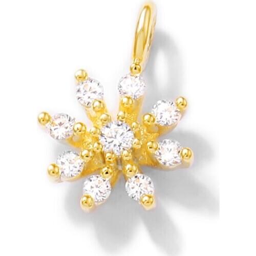 Factory wholesale Gold Color Brass and Zircon Snowflakes Charms Pendants Necklace and Bracelet Earring Diy Jewelry Accessories