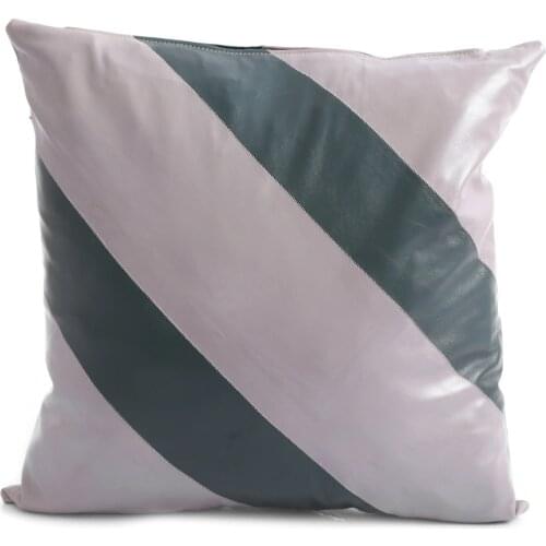 Green-White Striped Lambskin Pillow Odorless-Soft Decorative Leather Cushion for Outdoor-Garden Decor Furniture for Home living
