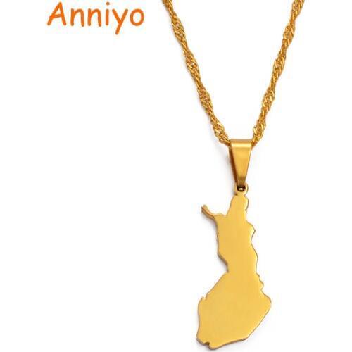 Anniyo Suomen Tasavalta Map Pendant & Necklaces for Women Suomi/Finland Country Maps Jewelry Gifts #021621