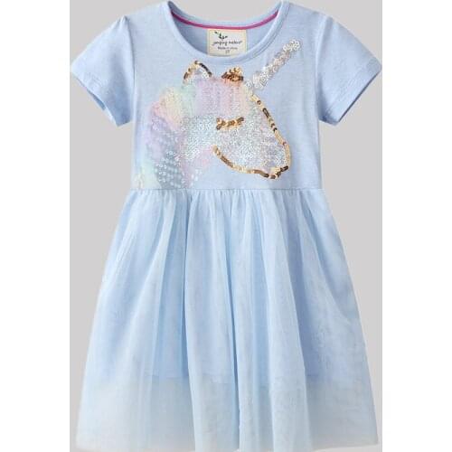 Girl Unicorn Dress 2021 Cotton Rainbow Dress Girl Birthday Party Role Cartoons Clothes