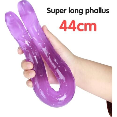 Realistic Dildo 44cm Super Long Double Head Dildo For Woman lesbian Gay Flexible Soft Silicone Jelly Fake Cock Penis Adult Toys