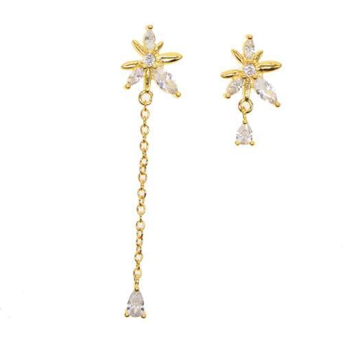 Romantic tassel long chain earring for girl women 2019 sparking bling cubic zirconia flower leaf earrings