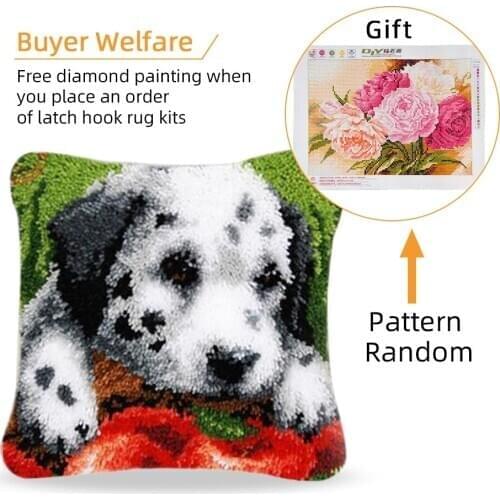 Handmade Embroidery Pillowcase Latch Hook Rug Kits Animal Knooppakket Crochet Hook Canvas Yarn Cushion Needlework Tapestry Kit