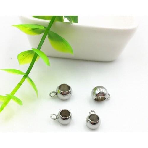 Seasha 50pcs 6.5/8mm Stainless Steel Dangle Large Hole European Connector Pendant Links for Jewelry Findings