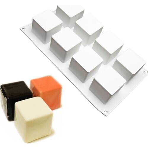 8 Cavity Cube Silicone Cake Baking Mold for Mousse Cheese Dessert Ice cream Chocolate Pudding Bakeware Moulds Decorating Tools