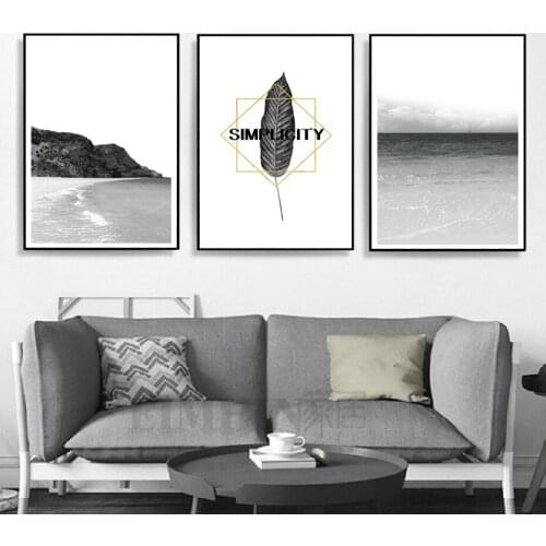 Nordic Black and White Seascape Art Prints Simplicity Canvas Paintings Decorative Wall Art Prints Poster Living Room Home Decor