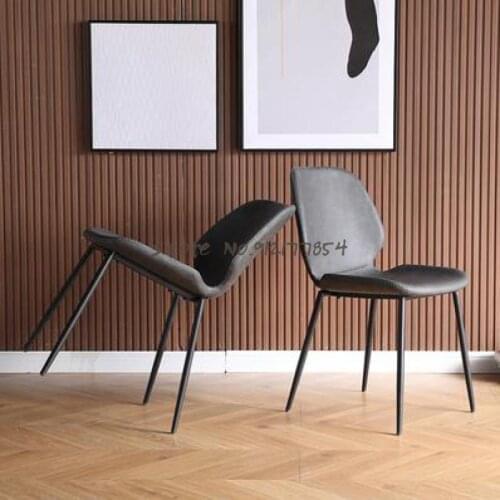 Nordic style home restaurant light luxury modern makeup stool backrest desk chair simple wrought iron dining table and chair pu