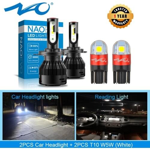 NAO H7 LED H4 H11 Fog Light HB4 H8 HB3 Car Headlight Lamp H13 9008 4000Lm H9 36W 12V 9007 9006 9005 9004 6000K Auto Turbo Blub