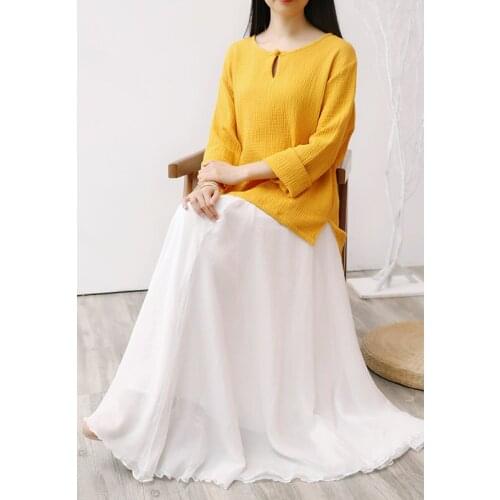 TIYIHAILEY Free Shipping 2021 New Fashion Long Maxi A-line Skirt Women Elastic Waist Spring Summer Chiffon White Big Hem Skirt