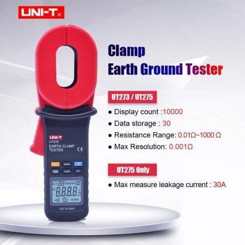UNI-T UT273 UT275 Clamp Earth Ground Tester Auto Range Resistance Clamp Earth Resistance Tester with Data storage Backlight