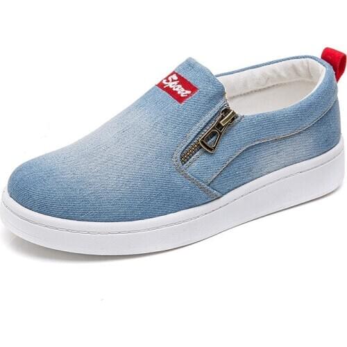 2021 New Spring Autumn Flat Shoes For Women Denim Flat Platform Classic Fashion Flat Casual Shoes Sneakers Plus Size 44