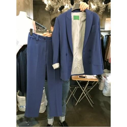 Two-piece womens spring new British wind suit female Korean version of the loose thin temperament small suit casual suit fall