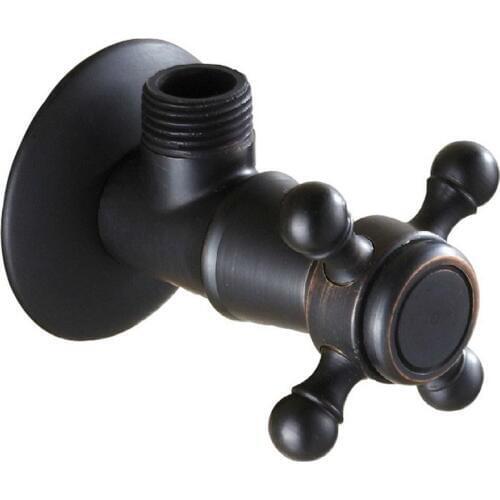 1Pcs Black Oil Rubbed Brass Bathroom Faucet Angle Stop Valve 1/2" Male Bathroom Accessory aav002