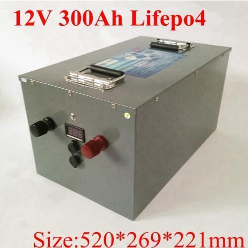 12V 300AH Lifepo4 Batterie 12V 400AH Waterproof with LCD for Golf Carts Power Supply EV Solar Storage Battery Solar 10A Charger