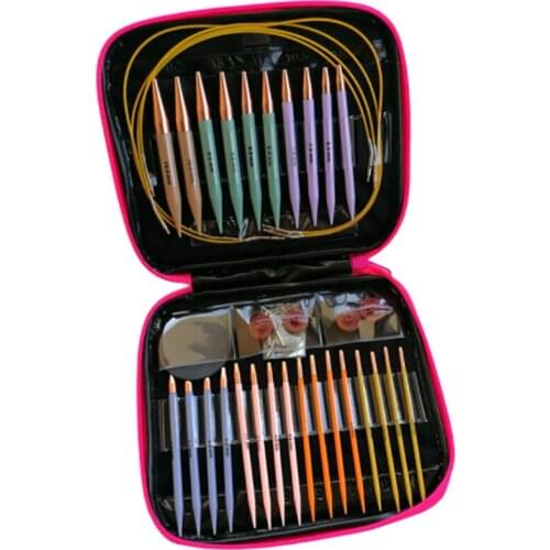 ABSF 13 Pair Crochet Hook Circular Knitting Needles Set with Case Aluminum Home Art Craft Tool DIY Weaving Sewing Crafts